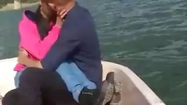 Desi hot couple kissing on boat