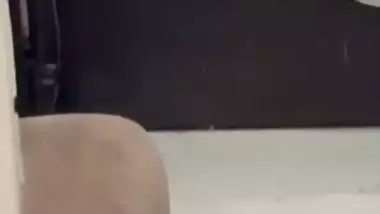 Fucking before mirror in hotel room by horny girlfriend